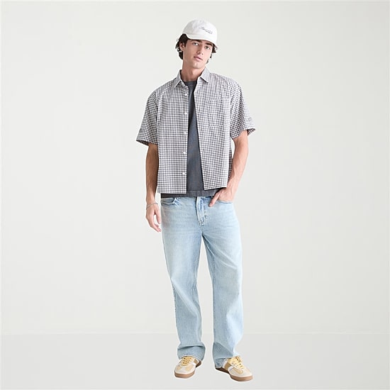 AEROPOSTALE Mens Short Sleeve Boxy Fit Stretch Fabric Button-Down Shirt