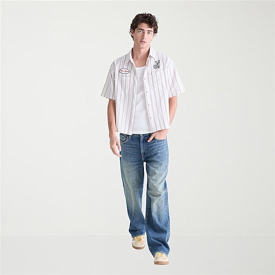 AEROPOSTALE Mens Short Sleeve Boxy Fit Button-Down Shirt, Color