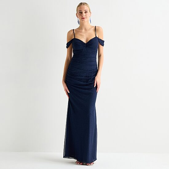 Radiante Couture Womens Juniors Sweetheart Neck Sleeveless Off the Shoulder Glitter Bodycon Dress
