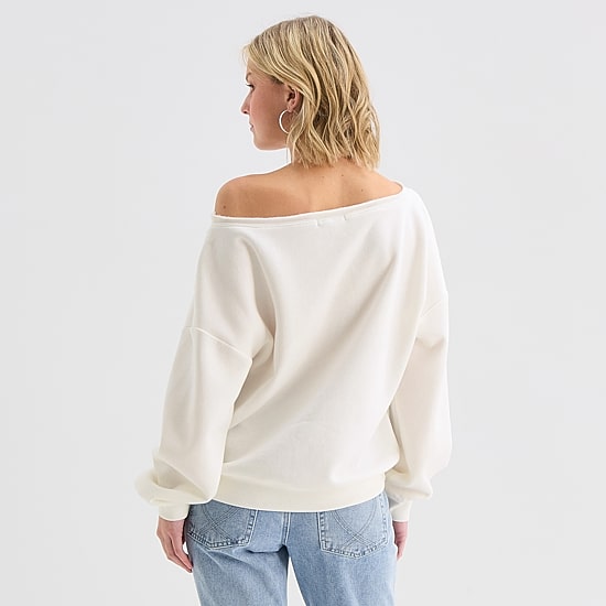 Forever 21 Womens Juniors Asymmetrical Neck Long Sleeve Sweatshirt