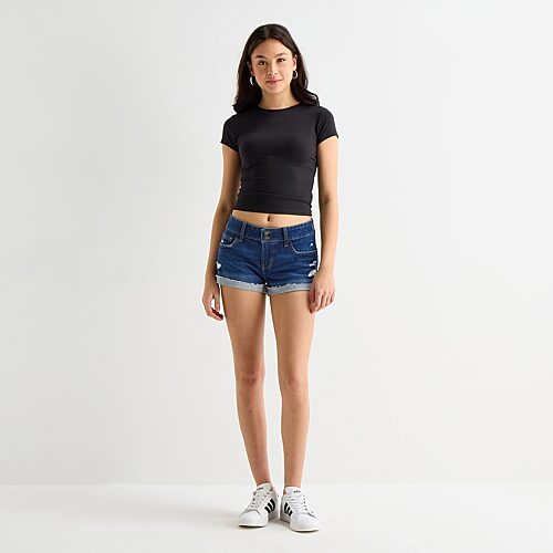 Arizona So Smooth Womens Juniors Round Neck Short Sleeve T-Shirt, Xx-large, Black