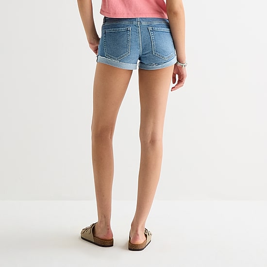 Arizona Womens 2 1/2" Low Rise Juniors Denim Short