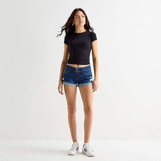 Arizona Womens 2 1/2" Low Rise Juniors Denim Short