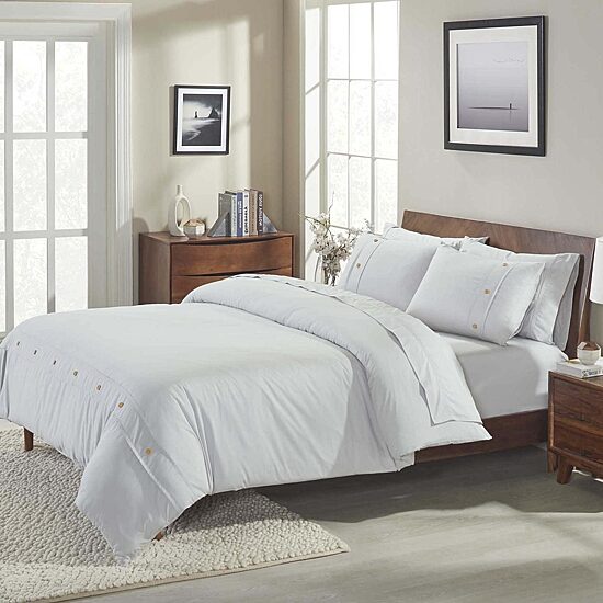 SUPERIOR® Gina Organic Percale Crisp Breathable Reversible Duvet Cover