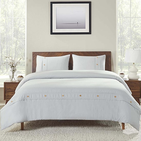 SUPERIOR® Gina Organic Percale Crisp Breathable Reversible Duvet Cover