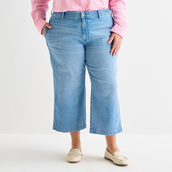 St. John's Bay Womens Plus High Rise Wide Leg Jean