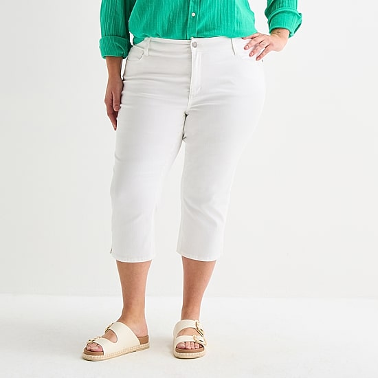 St. John's Bay Womens Plus Secretly Slender Mid Rise Capri Jean