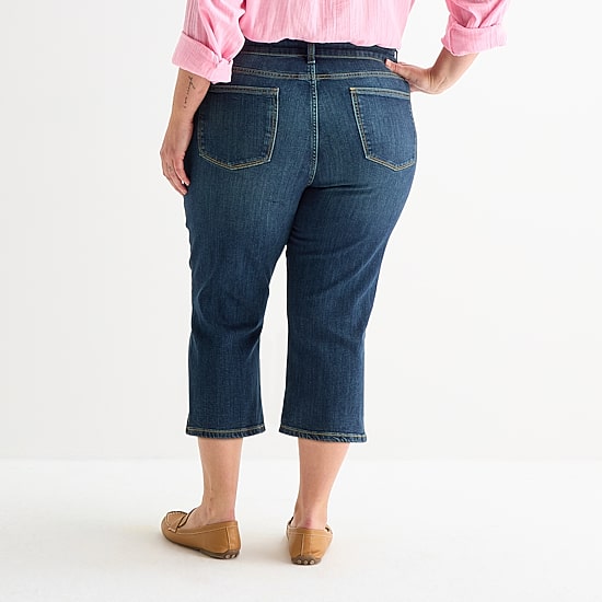 St. John's Bay Womens Plus Secretly Slender Mid Rise Capri Jean