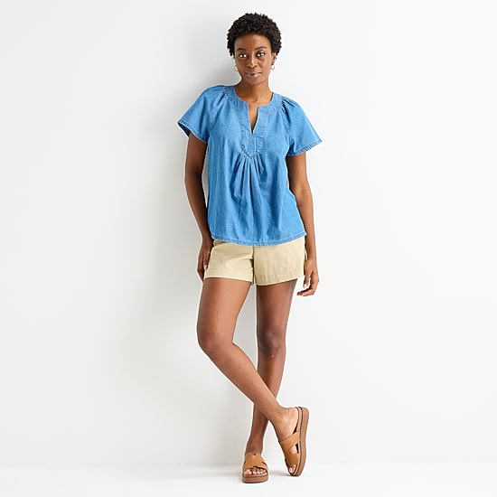 St. John's Bay Womens V Neck Short Sleeve Blouse