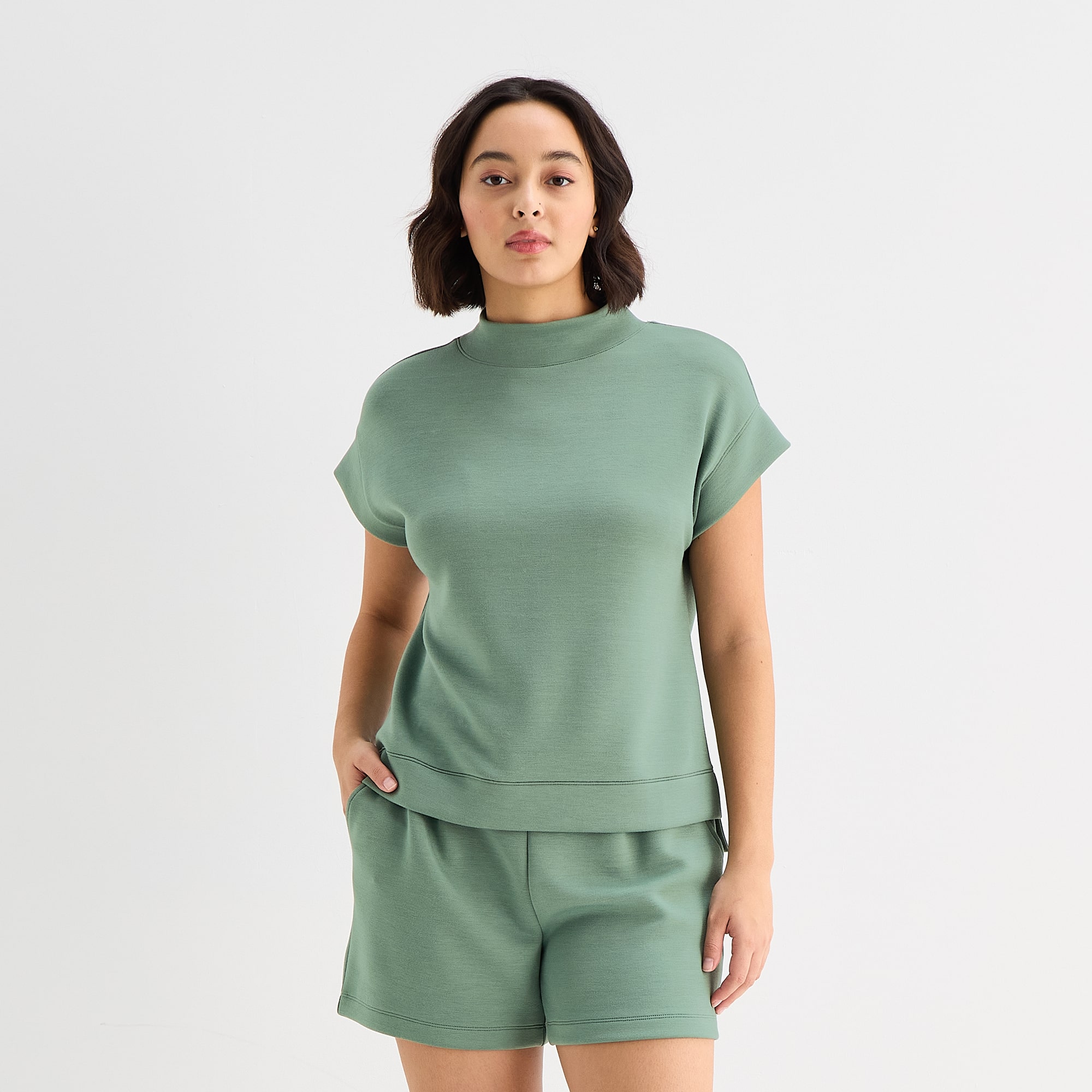 Stylus Womens Mock Neck Short Sleeve T-Shirt