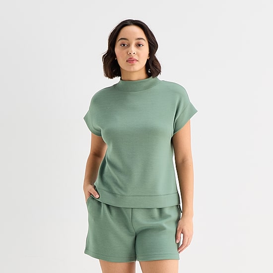 Stylus Womens Mock Neck Short Sleeve T-Shirt
