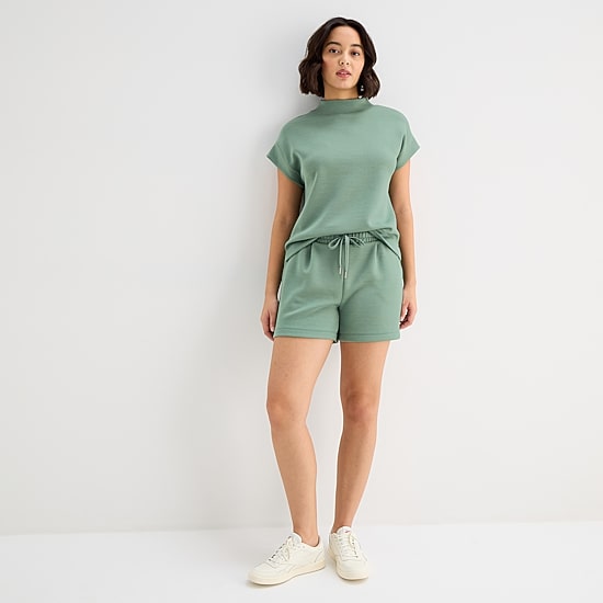 Stylus Womens Mock Neck Short Sleeve T-Shirt