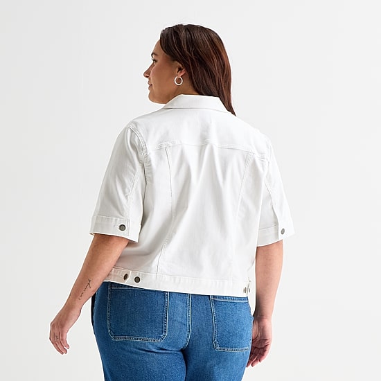 St. John's Bay Womens Plus Denim Lightweight Jacket