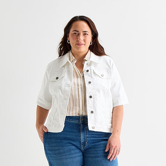 St. John's Bay Womens Plus Denim Lightweight Jacket