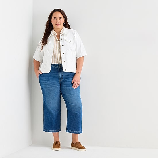 St. John's Bay Womens Plus Denim Lightweight Jacket