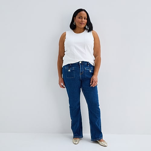 Liz Claiborne Lana Womens Plus High Rise Bootcut Jean In Blue