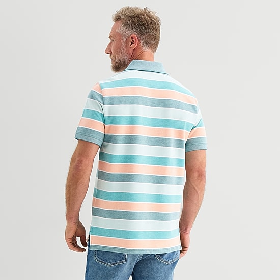 St. John's Bay Essential Striped Oxford Mens Classic Fit Short Sleeve Polo Shirt