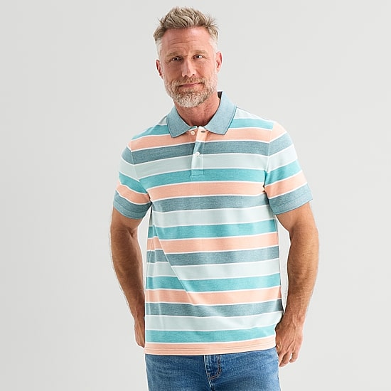 St. John's Bay Essential Striped Oxford Mens Classic Fit Short Sleeve Polo Shirt