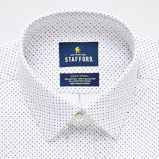Stafford Sweat Repel Advanced Performance Mens Regular Fit Stretch Fabric Wrinkle Free Long Sleeve Dress Shirt