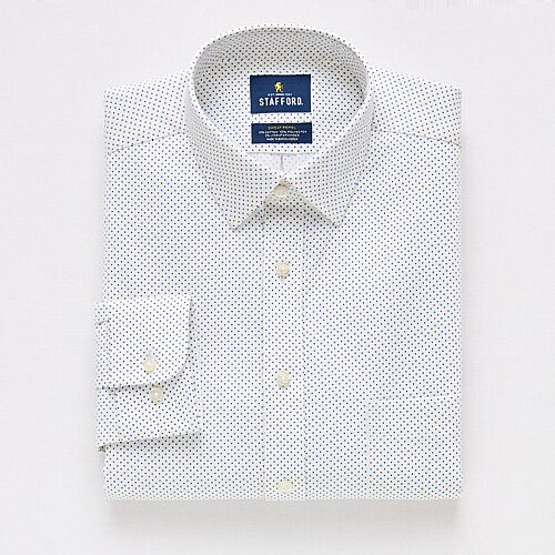 Stafford Sweat Repel Advanced Performance Mens Regular Fit Stretch Fabric Wrinkle Free Long Sleeve Dress Shirt, 15-15.5 34-35, White