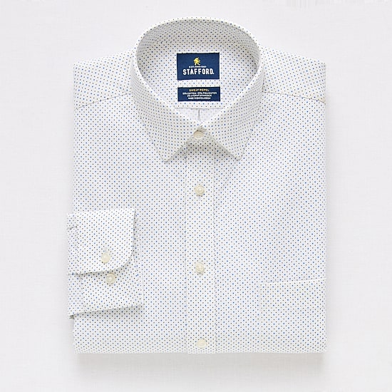 Stafford Sweat Repel Advanced Performance Mens Regular Fit Stretch Fabric Wrinkle Free Long Sleeve Dress Shirt