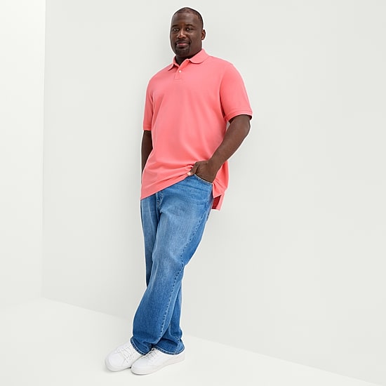 St. John's Bay Premium Stretch Big and Tall Mens Classic Fit Short Sleeve Polo Shirt