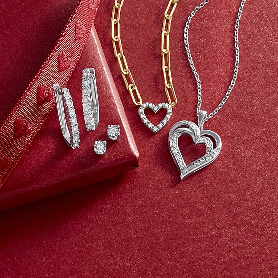Yes Please! (G-H / I1-I2) Womens Diamond Accent Lab Grown White Diamond Accent 14K Gold Over Silver Sterling Silver Heart Paperclip 18 Inch Pendant Necklace