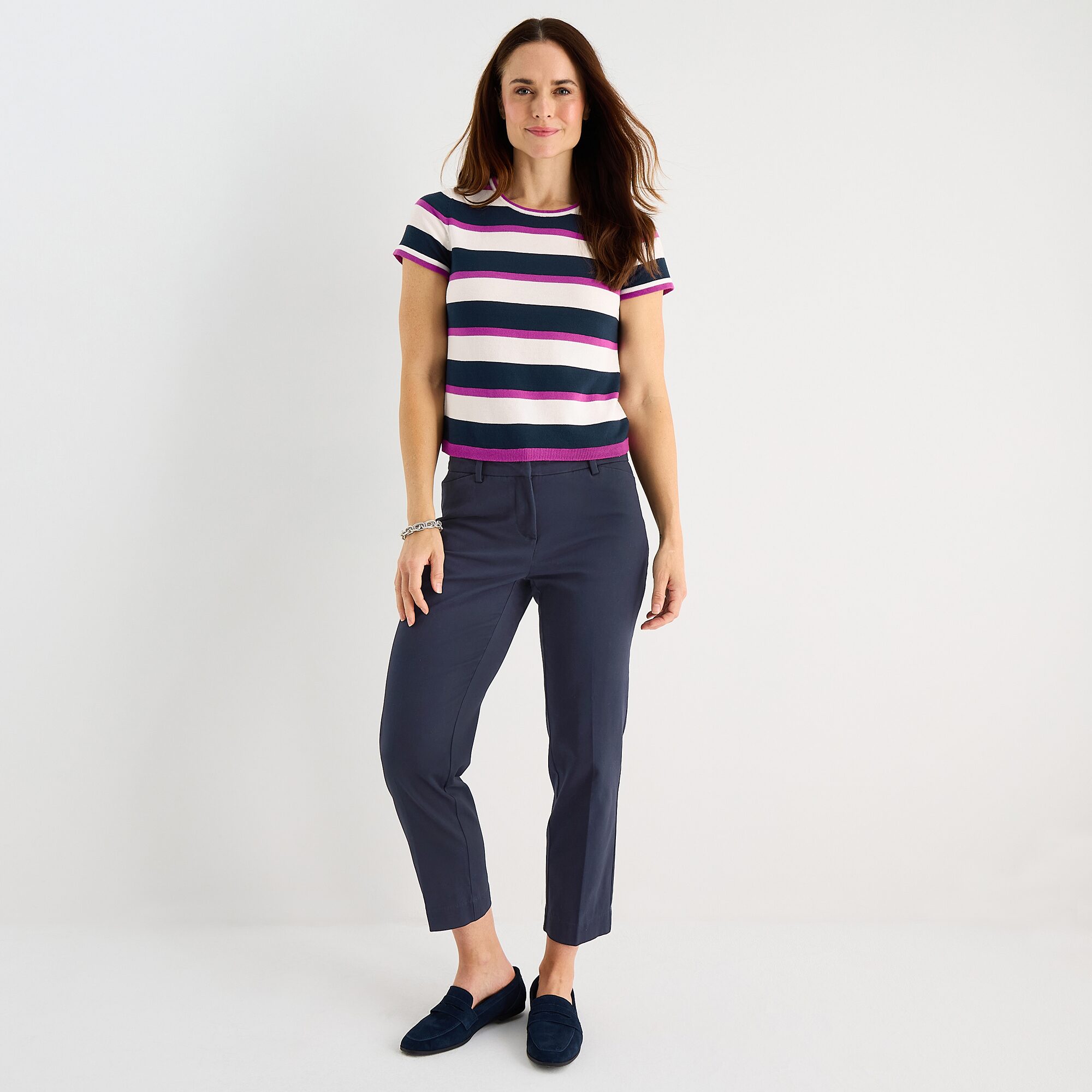 Liz Claiborne Womens Crew Neck Short Sleeve Pullover Sweater