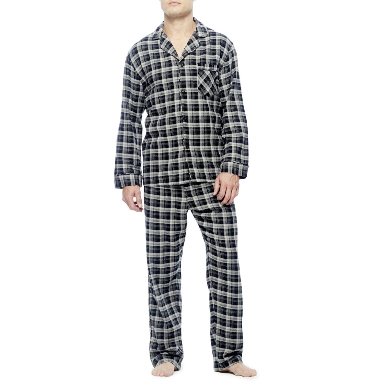 Hanes Flannel Mens Long Sleeve 2-pc. Pajama Set