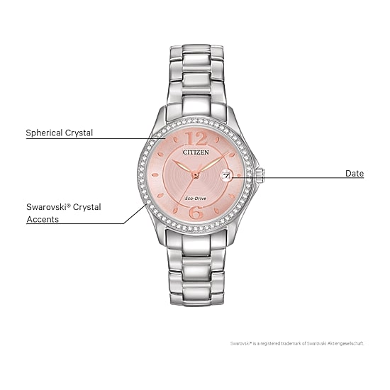 Citizen Silhouette Crystal Womens Crystal Accent Silver Tone Stainless Steel Bracelet Watch Fe1140-86x