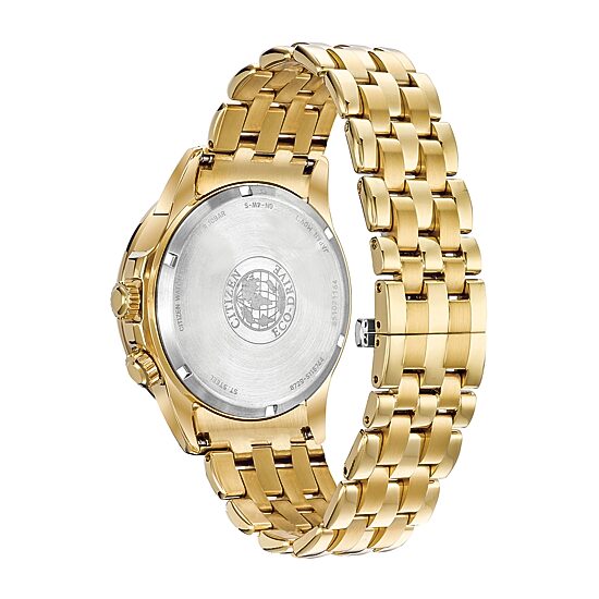 Citizen Calendrier Mens Diamond Accent Gold Tone Stainless Steel Bracelet Watch Bu2082-56e