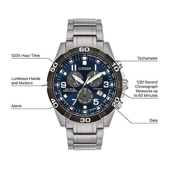 Citizen Brycen Mens Chronograph Silver Tone Bracelet Watch Bl5558-58l