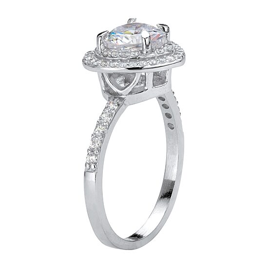 DiamonArt® Womens 1 1/2 CT. T.W. White Cubic Zirconia Platinum Over Silver Heart Engagement Ring