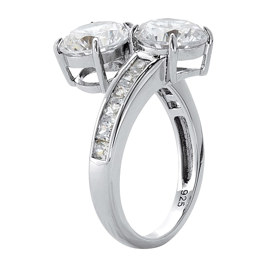 DiamonArt® Womens 5 CT. T.W. White Cubic Zirconia Sterling Silver Round Cocktail Ring