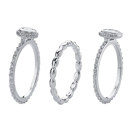 DiamonArt® Womens 5/8 CT. T.W. White Cubic Zirconia Sterling Silver Round Stackable Ring