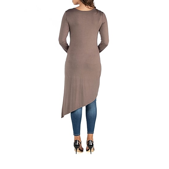 24seven Comfort Apparel Maternity Womens Round Neck Long Sleeve Tunic Top