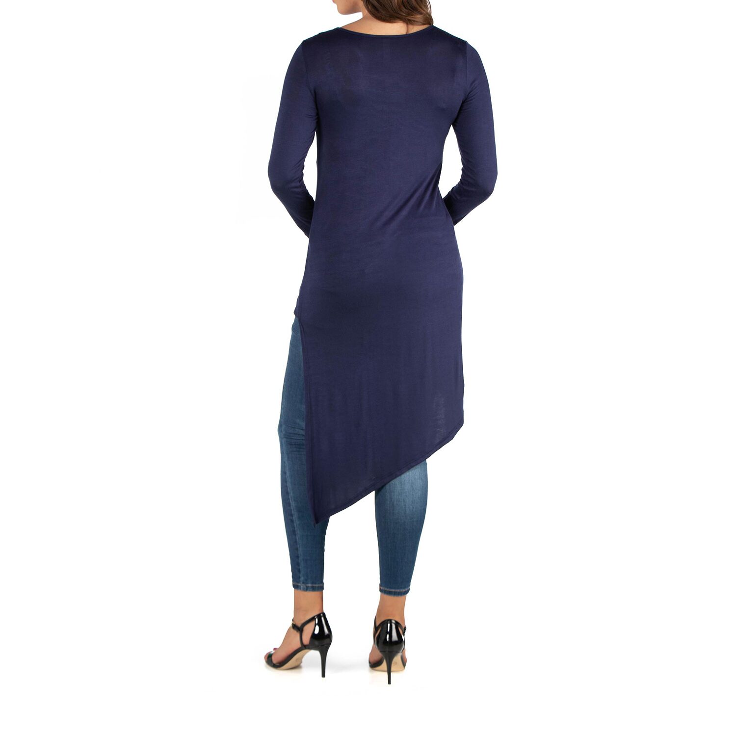 24seven Comfort Apparel Maternity Womens Round Neck Long Sleeve Tunic Top