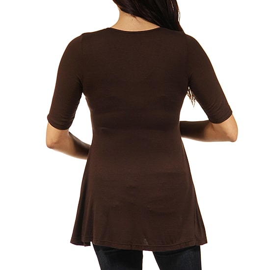 24/7 Comfort Apparel-Maternity Womens Scoop Neck Short Sleeve Tunic Top