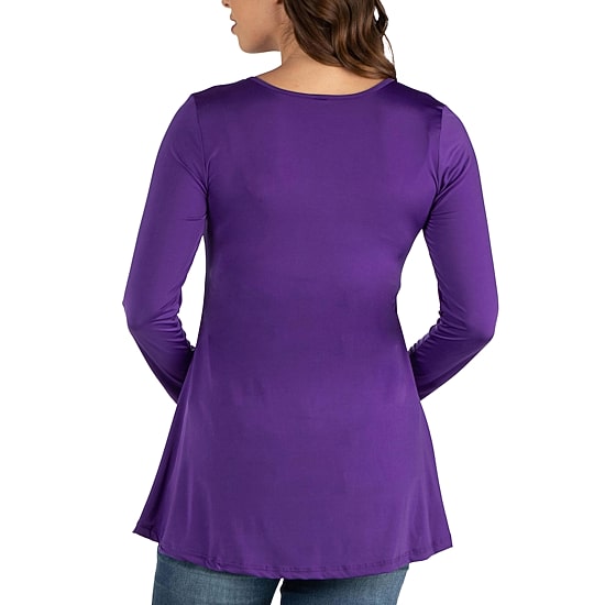 24seven Comfort Apparel Maternity Womens Henley Neck Long Sleeve Tunic Top