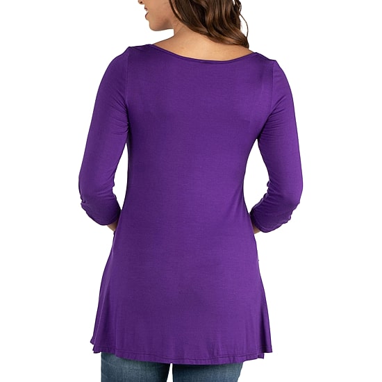 24/7 Comfort Apparel-Maternity Womens Round Neck 3/4 Sleeve Tunic Top