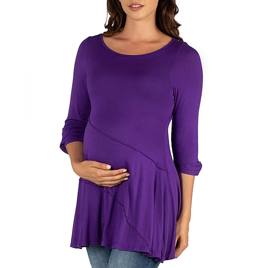 24/7 Comfort Apparel-Maternity Womens Round Neck 3/4 Sleeve Tunic Top