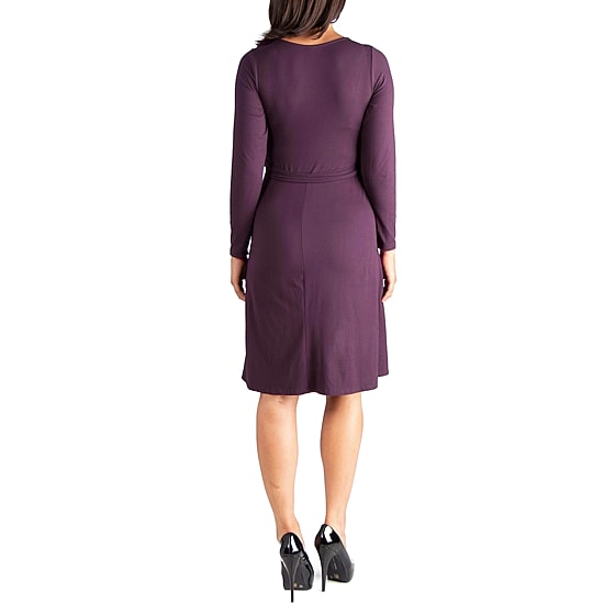 24seven Comfort Apparel Womens Maternity V Neck Long Sleeve A-Line Dress