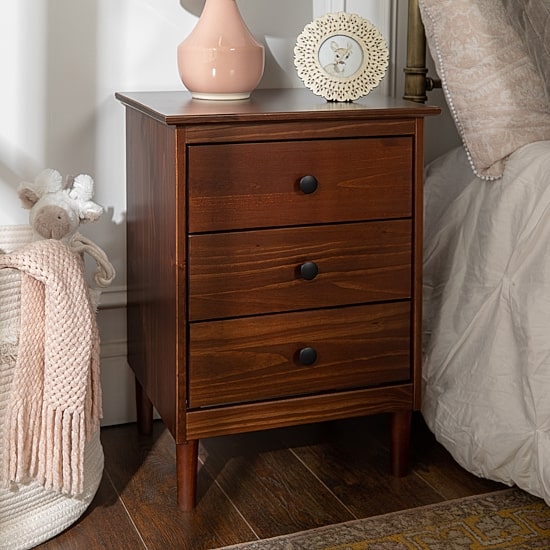 Modern 3 Drawer Solid Wood Nightstand