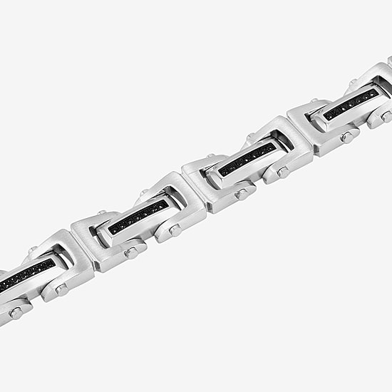 Mens Stainless Steel Solid 8 1/2 Inch Link Bracelet