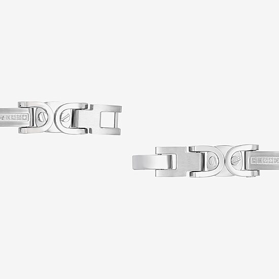 Mens Stainless Steel Solid 8 3/4 Inch Link Bracelet