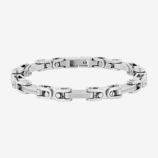 Mens Stainless Steel Solid 8 3/4 Inch Link Bracelet