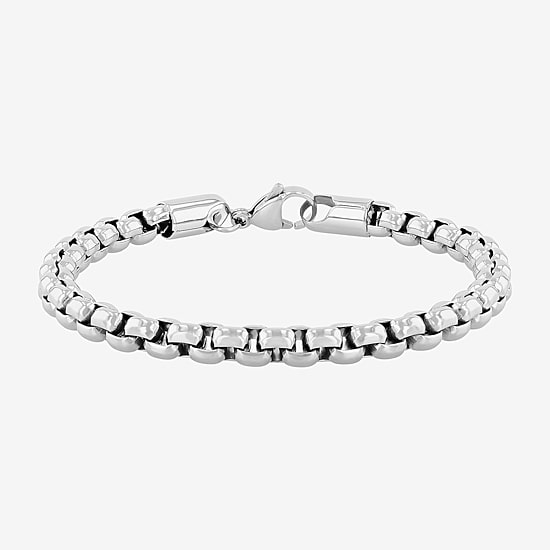 Mens Stainless Steel Solid 8 1/2 Inch Link Bracelet