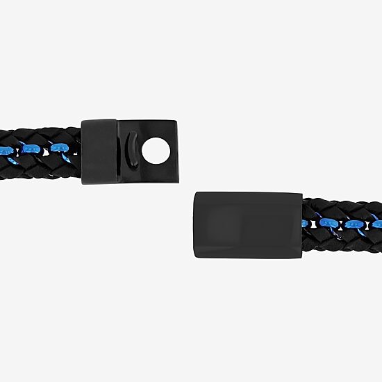 "Thin Blue Line" Mens Stainless Steel Cord Bracelet