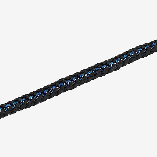 "Thin Blue Line" Mens Stainless Steel Cord Bracelet