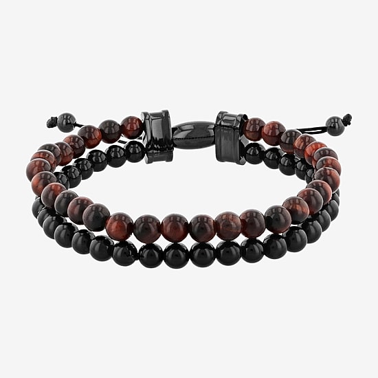 Mens Genuine Stone Beaded Bracelet